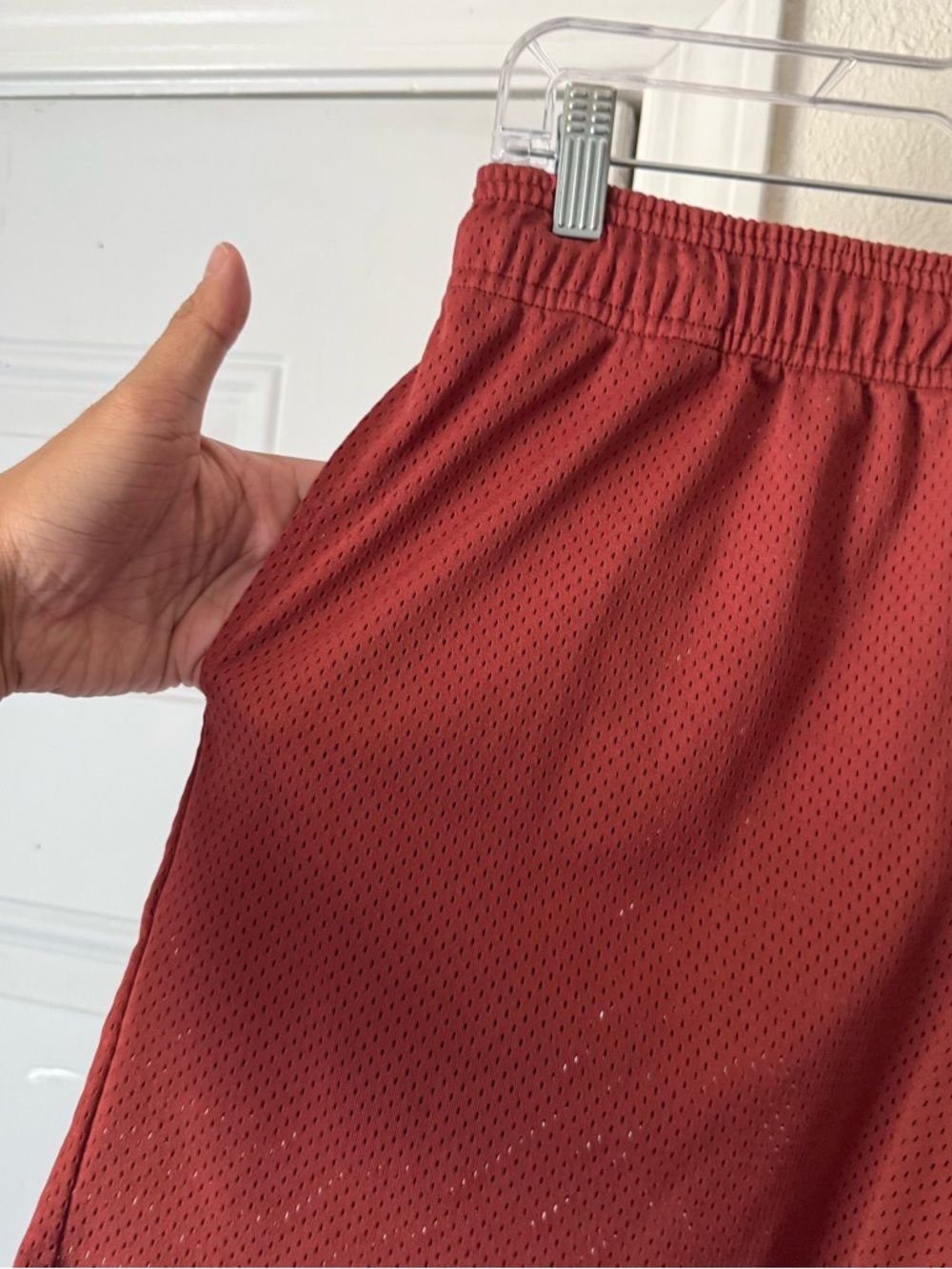 ERIC EMANUEL rust red basketball mesh logo knit athletic pull on shorts - Picture 3 of 7